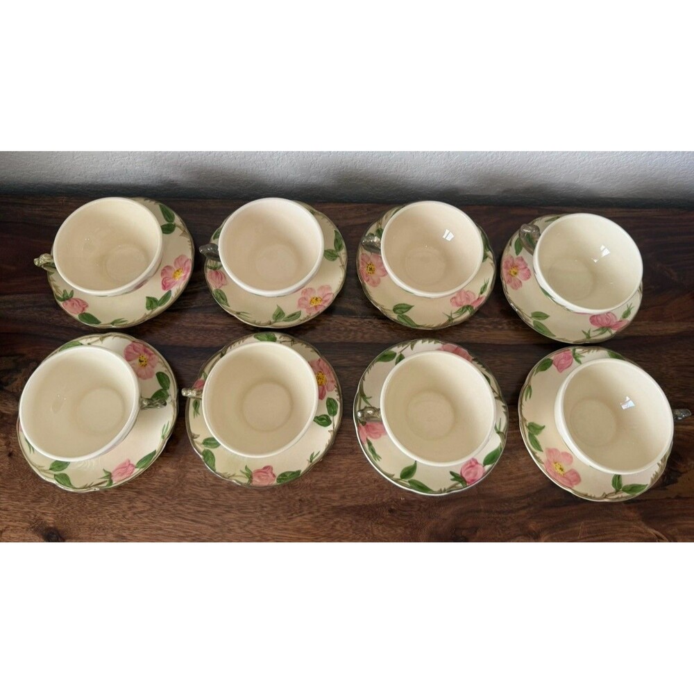 🌸VTG 8 sets Franciscan Desert Rose 3” Tall Coffee/Tea Cup & Saucer Set USA